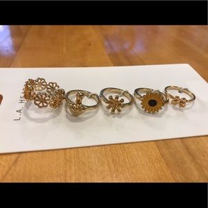 LA Hearts Gold Ring Set